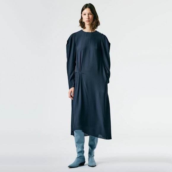 NWT! Tibi Featherweight Eco Crepe Dress in Midnight Navy, size 8. - Picture 15 of 15